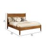 Wooden California King Size Bed with Panel Headboard, Oak Brown