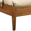 Wooden Full Size Bed with Panel Headboard, Oak Brown