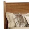 Wooden Full Size Bed with Panel Headboard, Oak Brown
