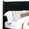 Wooden California King Size Bed with Panel Headboard, Black