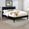 Wooden California King Size Bed with Panel Headboard, Black