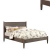 Wooden Eastern King Size Bed with Panel Headboard, Gray