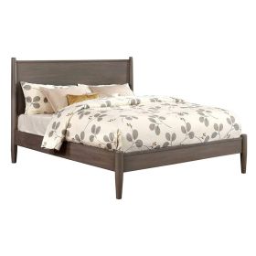 Mid Century Modern Wood Queen Bed with Round Tapered Legs