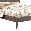 Mid Century Modern Wood Queen Bed with Round Tapered Legs