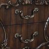 Traditional Wooden Nightstand with Antique Handles and Scrolled Legs, Brown