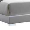 Leatherette Eastern King Bed with LED Panel Headboard and Chrome Legs, White