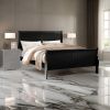 Transitional Panel Design Sleigh Eastern King Size Bed, Black