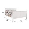 Transitional Panel Design Sleigh Eastern King Size Bed, White