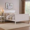 Transitional Panel Design Sleigh Eastern King Size Bed, White