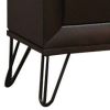 2 Drawer Wooden Nightstand with Metal Ring Handles and Harpin Legs, Brown