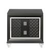 2 Drawer Wooden Nightstand with Mirror Accents and Diamond Pattern, Black