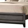 Grooved Panel Contemporary Eastern King Bed with Tapered Legs, Gray