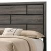 Grooved Panel Contemporary Eastern King Bed with Tapered Legs, Gray