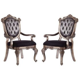 Wooden Arm Chair with Button Tufted Padded Backrest