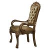 Leatherette Upholstered Arm Chair with Intricate Carvings