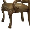 Leatherette Upholstered Arm Chair with Intricate Carvings