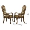Leatherette Upholstered Arm Chair with Intricate Carvings