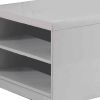 Wood and Metal Frame Coffee Table with Open Shelves, White and Chrome