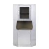 2 Door Aluminum Cabinet with Open Compartment and Rivet Accents, Silver