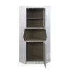2 Door Aluminum Cabinet with Open Compartment and Rivet Accents, Silver