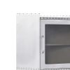 2 Door Aluminum Cabinet with Open Compartment and Rivet Accents, Silver