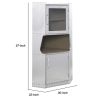 2 Door Aluminum Cabinet with Open Compartment and Rivet Accents, Silver
