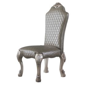 Leatherette Side Chair with High Back and Claw Legs