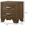 Transitional Style Wooden Nightstand with 2 Drawers and Metal Handles, Brown
