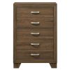 Transitional Style Wooden Chest with 2 Drawers and Metal Handles, Brown