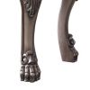 Traditional Wooden Vanity Stool with Leatherette Set and Clack Legs, Gray