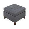 Contemporary Leatherette Rectangular tufted Ottoman, Gray