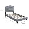 Button Tufted Full Velvet Bed with Curved Headboard, Gray