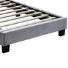 Button Tufted Queen Velvet Bed with Curved Headboard, Gray
