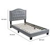 Button Tufted Queen Velvet Bed with Curved Headboard, Gray