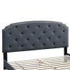 Queen Bed with Button Tufted Scalloped Headboard, Gray