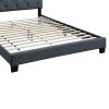 Queen Bed with Button Tufted Scalloped Headboard, Gray