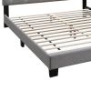 Twin Bed with Button Tufted Scalloped Headboard, Light Gray