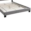 Twin Bed with Button Tufted Scalloped Headboard, Light Gray