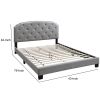 Twin Bed with Button Tufted Scalloped Headboard, Light Gray
