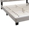 Twin Bed with Button Tufted Scalloped Headboard, Light Brown
