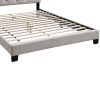 Twin Bed with Button Tufted Scalloped Headboard, Light Brown