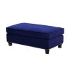 46 Inches Nailhead Trim Velvet Upholstered Ottoman, Blue