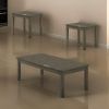 3 Piece Transitional Coffee Table and End Table with Block Legs, Gray