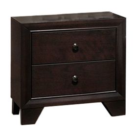 Transitional Wooden Nightstand with Two Spacious Drawers, Brown