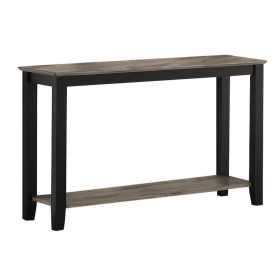 Wooden Console Table with One Open Shelf, Black and Gray