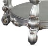 Curved Glass Top Coffee Table with Open Shelf, Silver