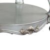 Curved Glass Top Coffee Table with Open Shelf, Silver