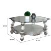Curved Glass Top Coffee Table with Open Shelf, Silver