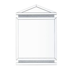 Rectangular Mirror Wall Decor with Faux Crystals and Triangular Top, Silver