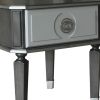 MDF End Table with 1 Drawer and Turned Tapered Legs, Gray and Silver